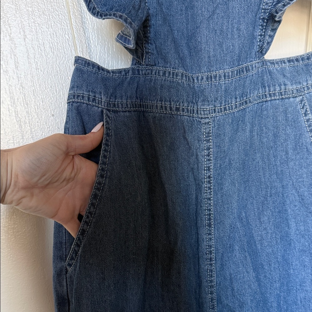 DO+BE Ruffled Blue Denim Overalls - Picture 3 of 6
